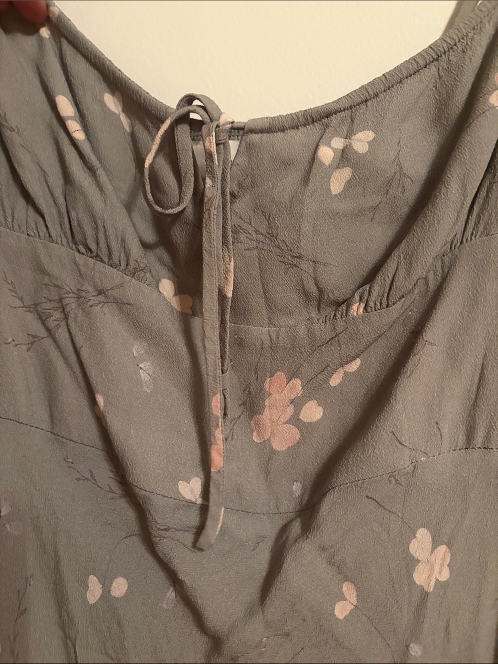 Green Floral Slip Dress with Pink Accents - Picture 3 of 5